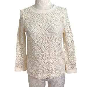 Banana Republic Sheer Lace Button Back Long Sleeve Blouse Women's Medium